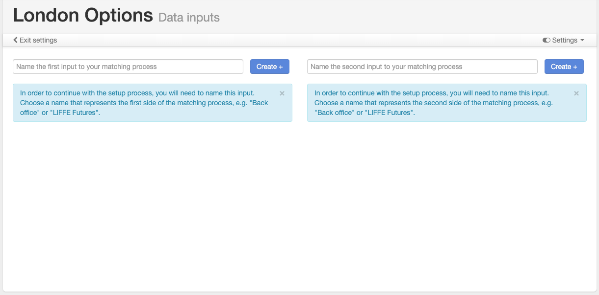 Data inputs for a two-sided process – Duco